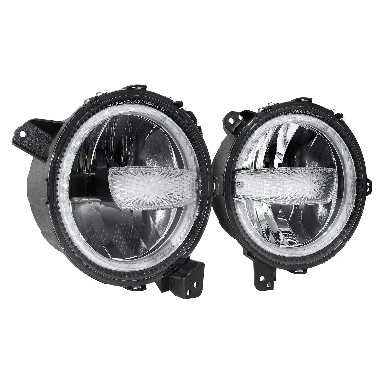 (2pcs/set) 9 Inch 120W DOT Approved LED Headlights with Halo Ring DRL & High Low Beam for 2018-2021 Jeep JL JLU Gladiator JT