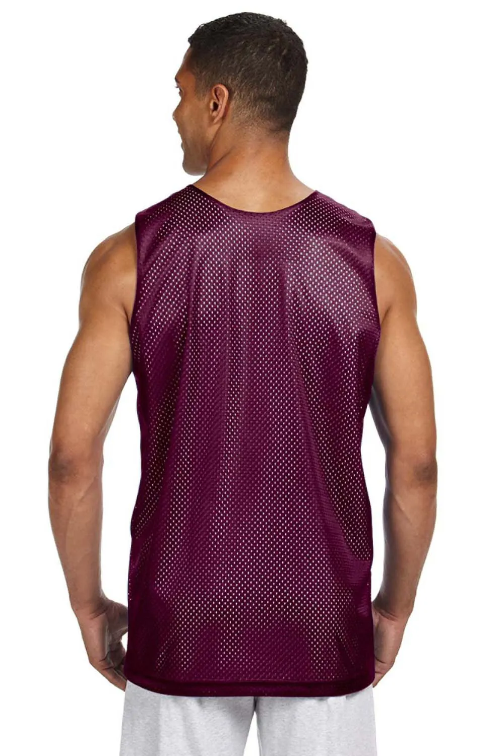 A4 Mens Reversible Mesh Moisture Wicking Tank Top - Maroon