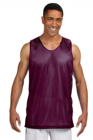 A4 Mens Reversible Mesh Moisture Wicking Tank Top - Maroon