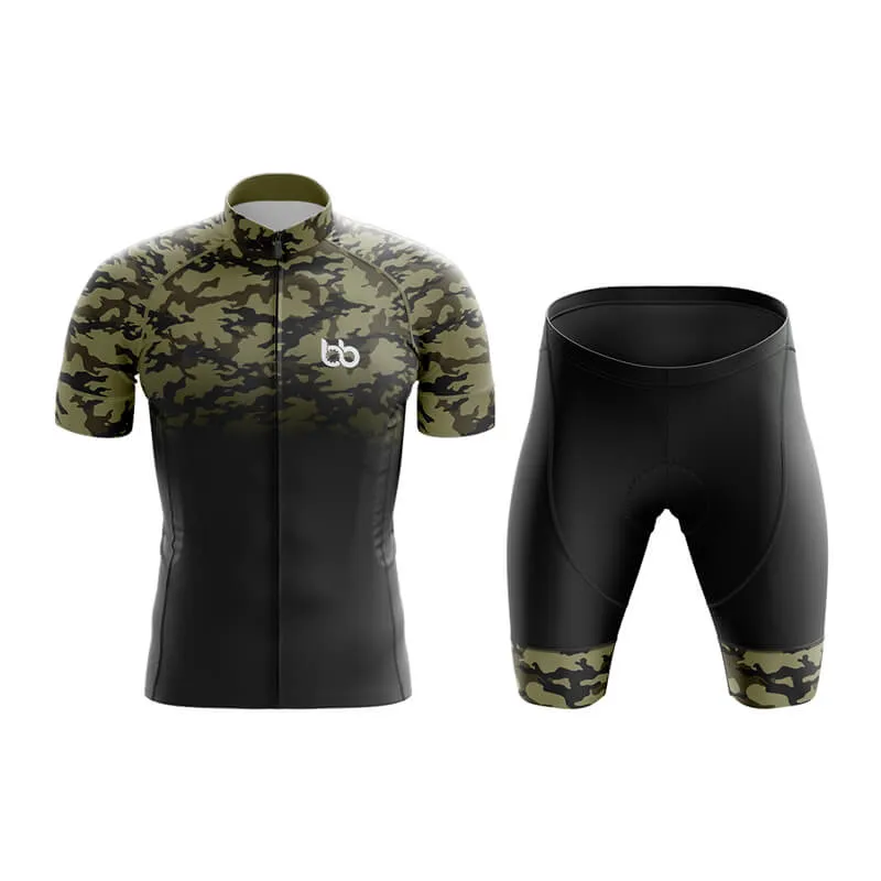 Camouflage Neck Club Cycling Kit (V3) (Green-Black)