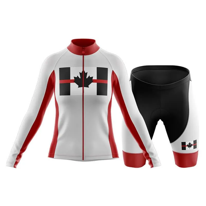 Canada Red Thin Line Club Cycling Kit (White)