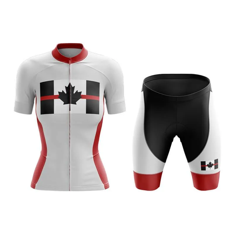 Canada Red Thin Line Club Cycling Kit (White)