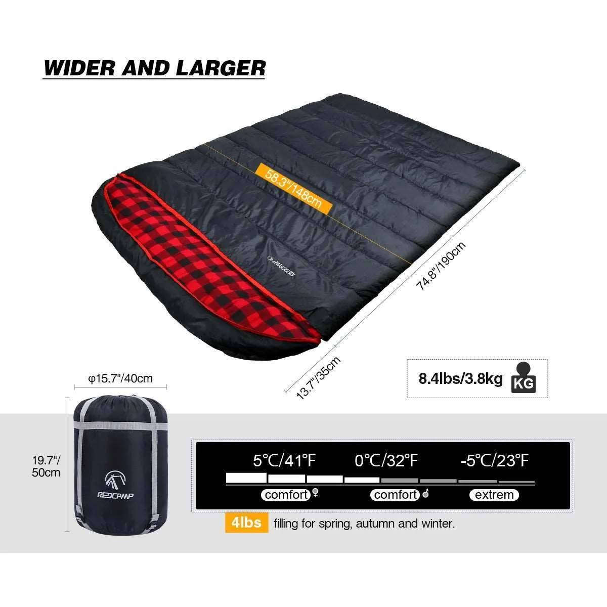 Double Sleeping Bag for Adults