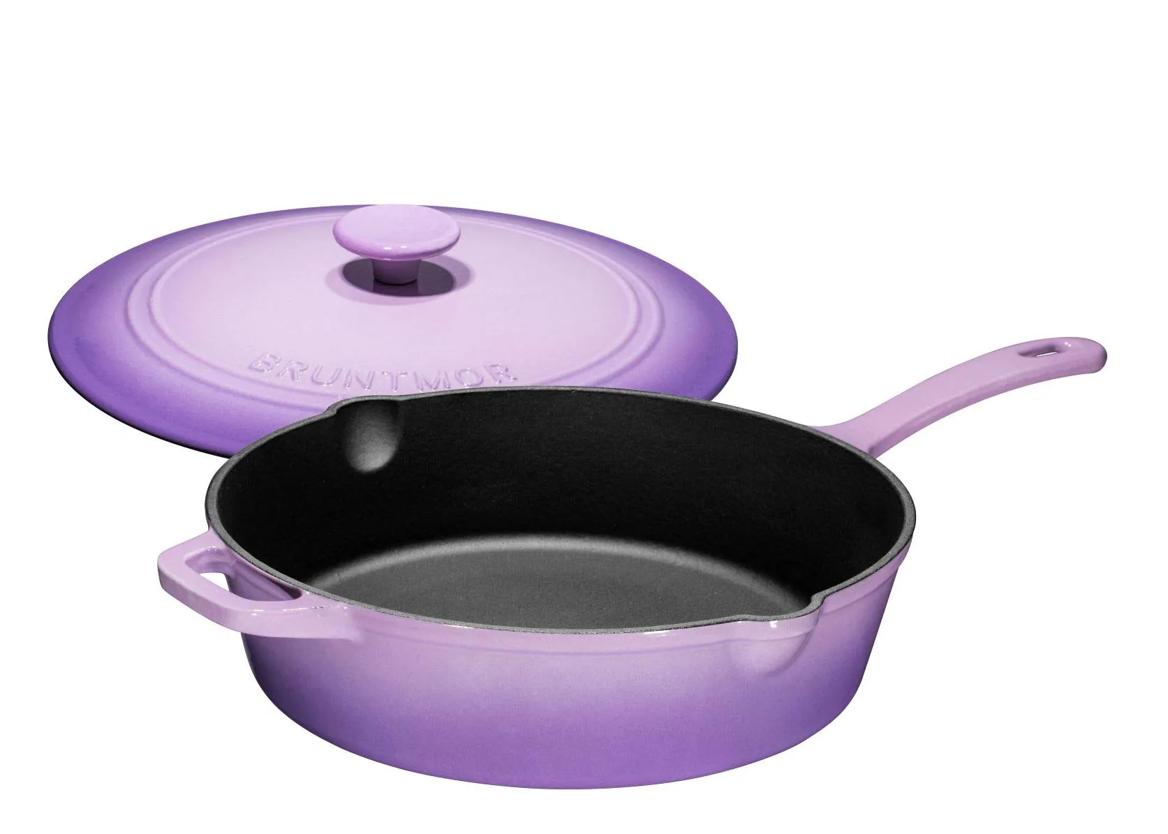 Enameled Cast Iron Skillet Deep Saut Pan with Lid, 12 Inch, Superior Heat Retention