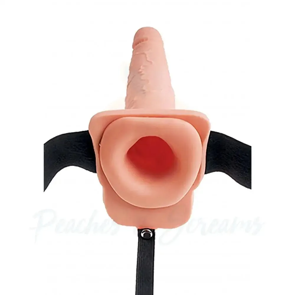 Fetish Fantasy 8.5 Inch Flesh Pink Hollow Squirting Strap on Dildo