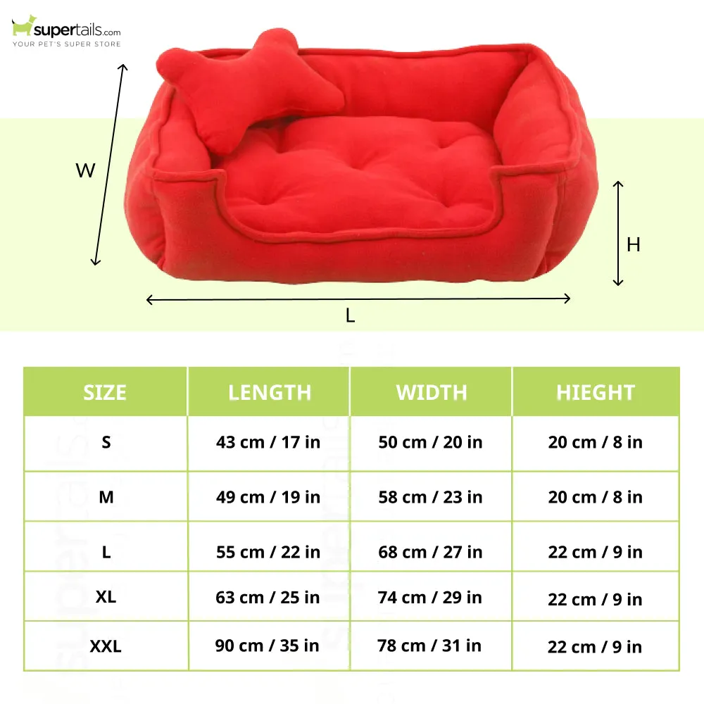 Fluffy's Luxurious Reversible Polyster Filled Bed for Dogs and Cats (Red)