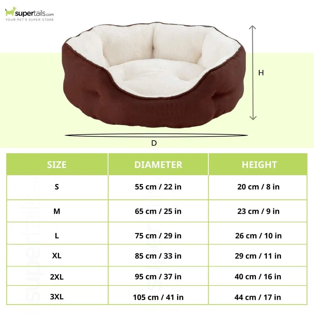 Fluffy's Pawsome Round Washable Bed for Dogs and Cats (Brown)