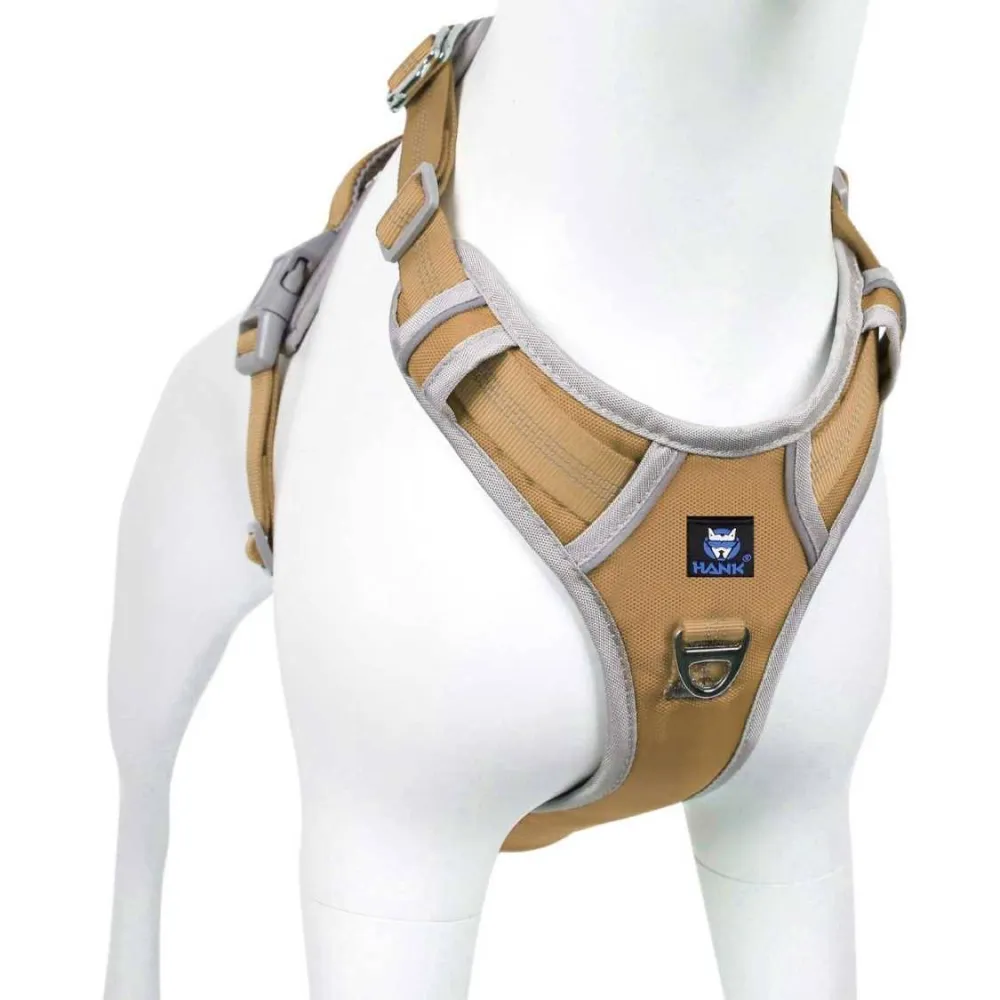 Hank 3M Reflective Harness for Puller Dogs (Grey/Kaki)