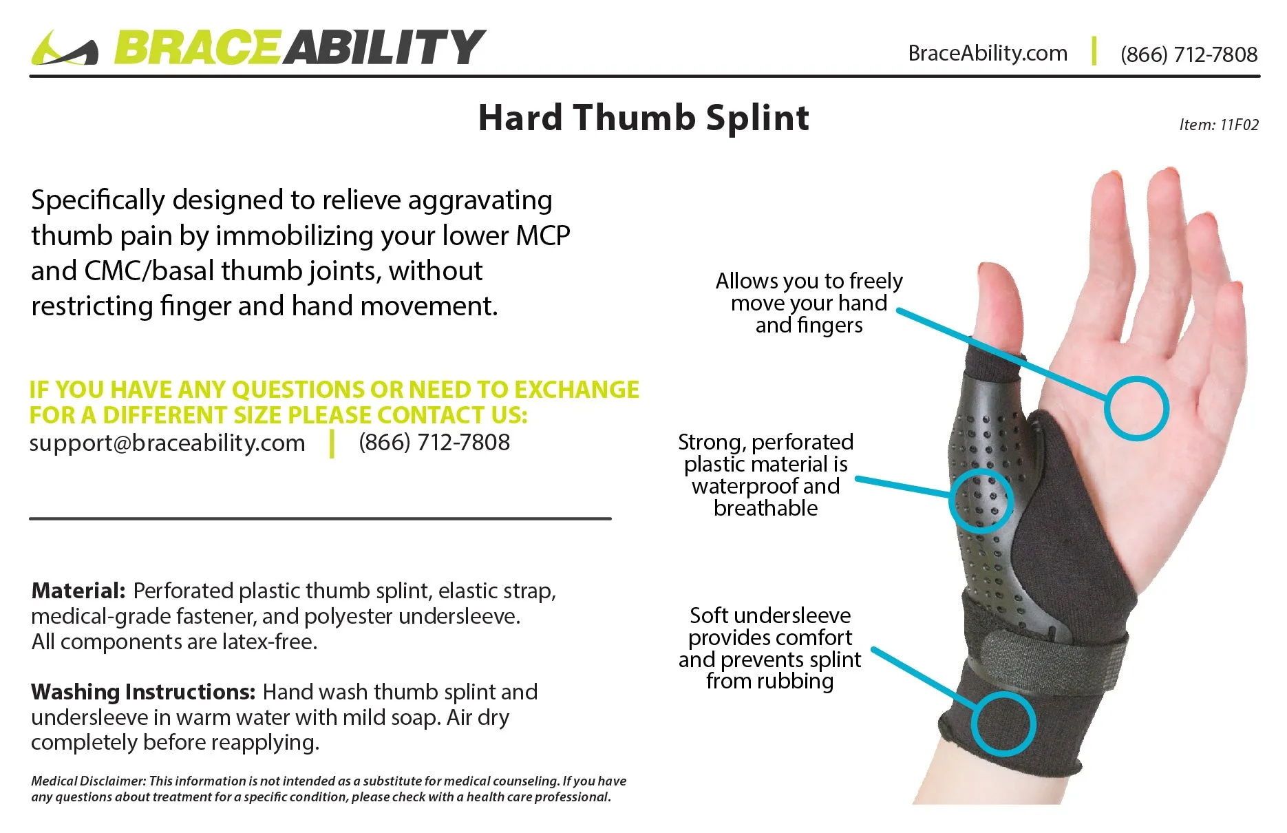 Hard Thumb Arthritis Treatment Splint & CMC Basal Joint Immobilizer