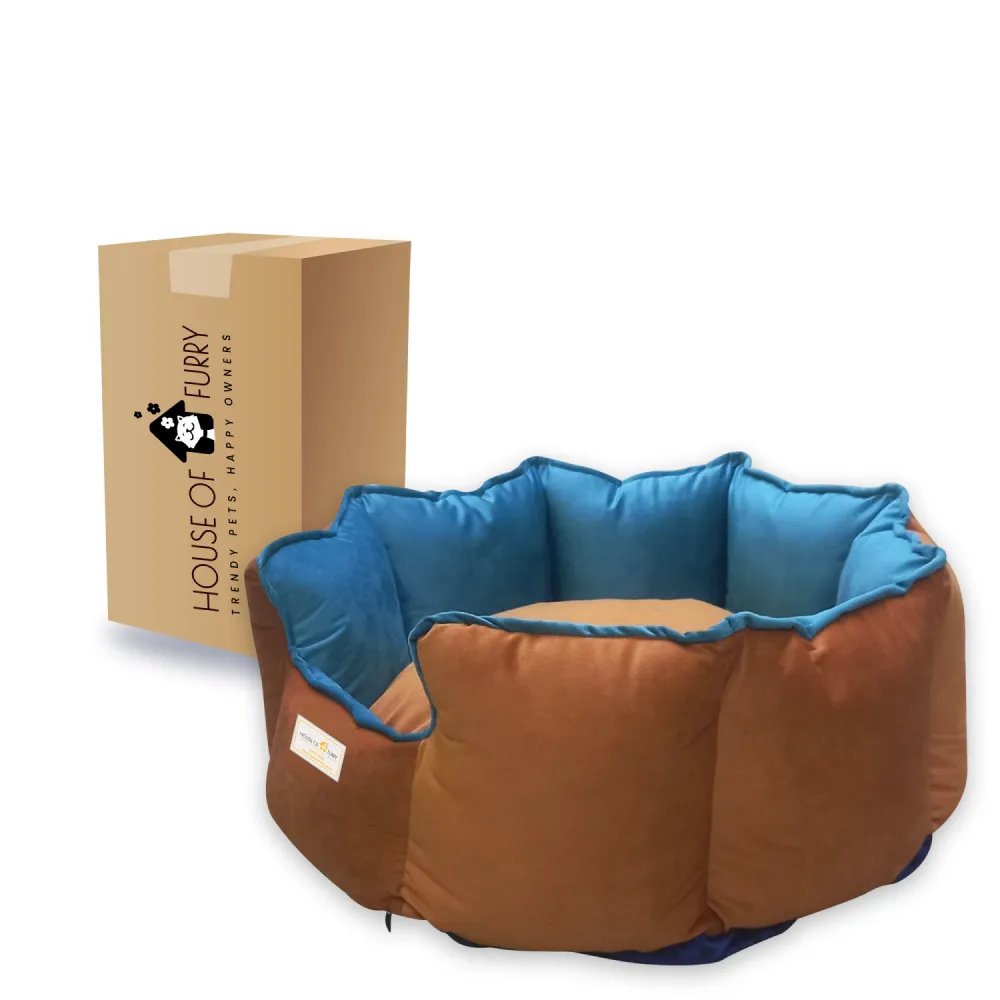 House of Furry Ultra Soft Velvet Luxury Jazz Donut Sofa Bed for Dogs and Cats (Multicolor)