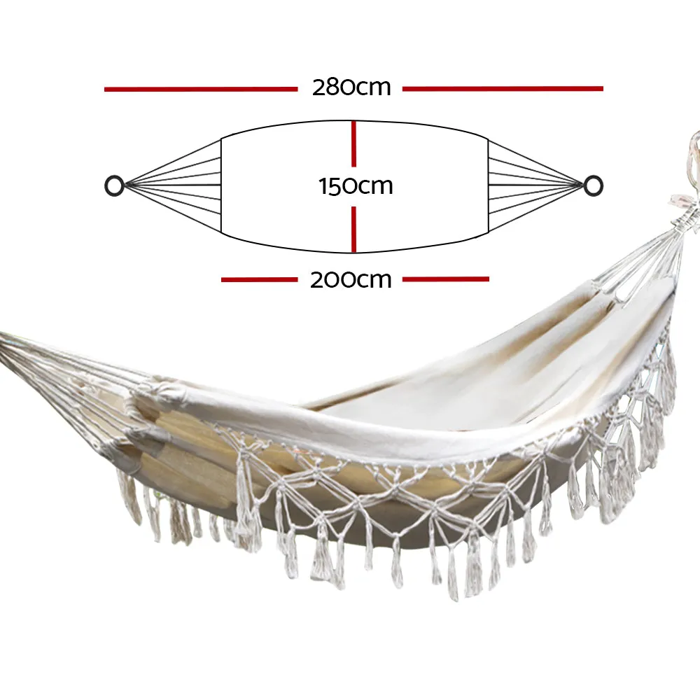 Indoor Outdoor Tassel Hammock Chair 150kg - Gardeon