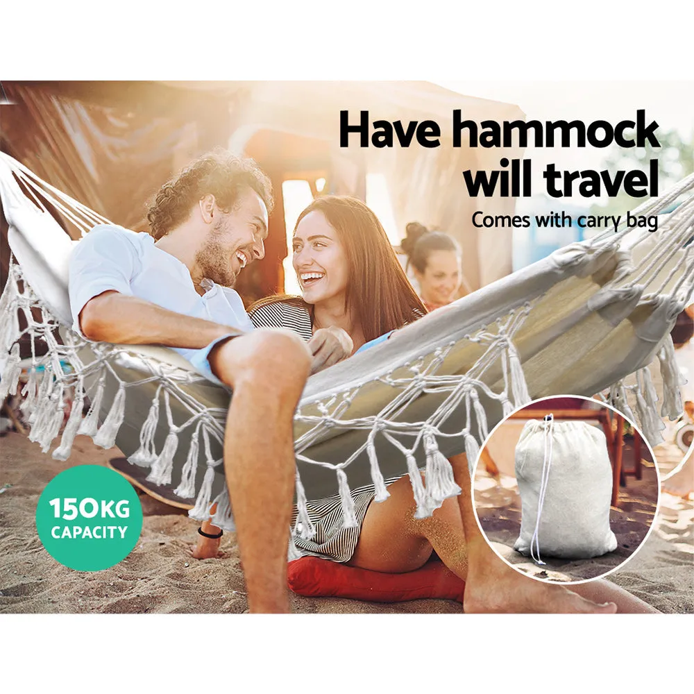 Indoor Outdoor Tassel Hammock Chair 150kg - Gardeon