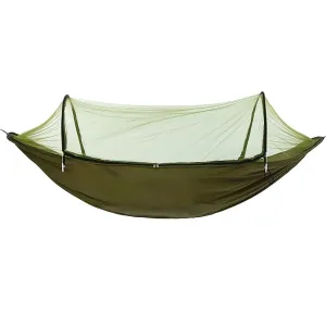 Kuber Industries Pack of 2 Camping Hammock with Mosquito Net | Portable Hammocks with Tree Straps | Swing Sleeping Hammock Bed with Net | Nylon Hammock for Indoor - Outdoor | Green