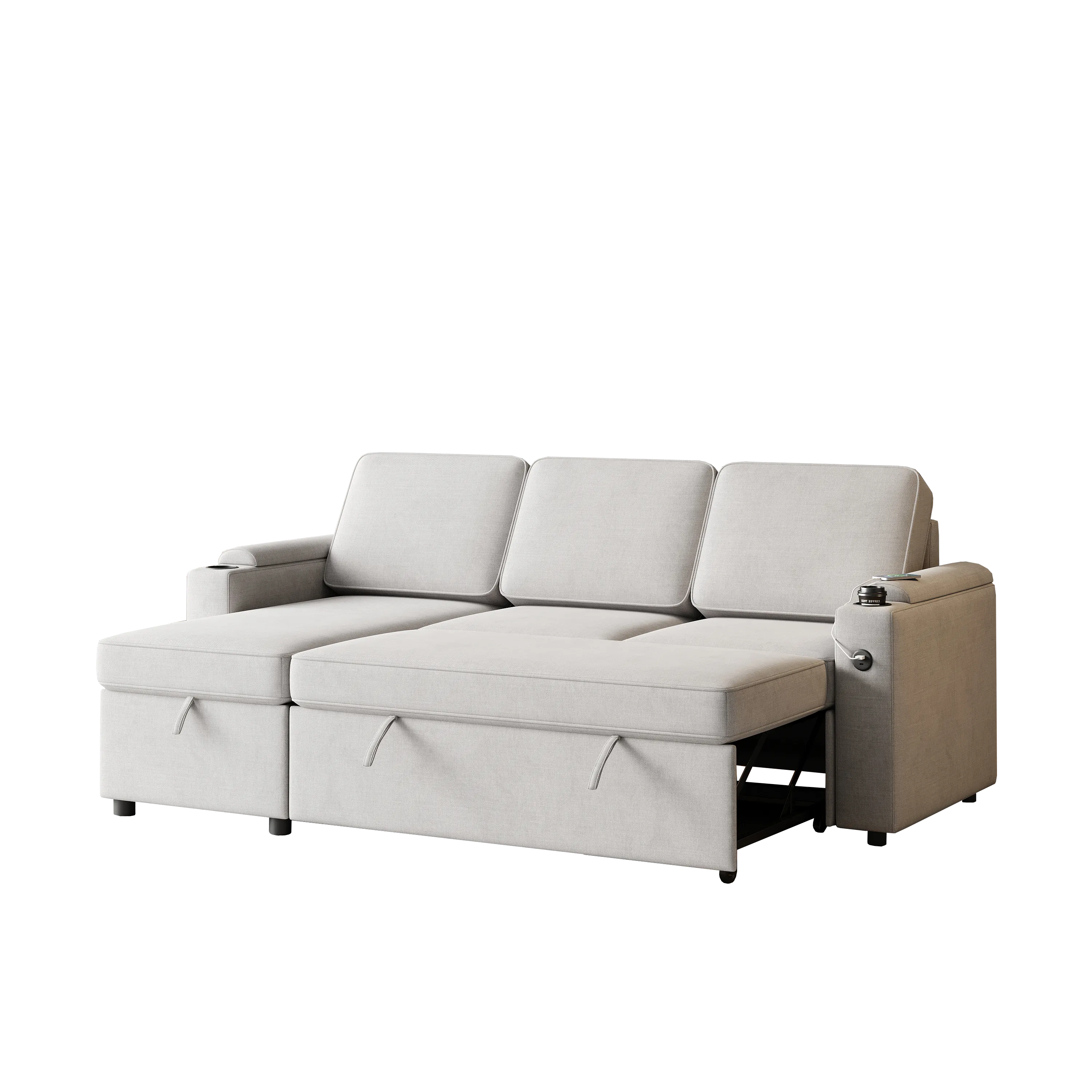 MH85.8" Sleeper Sofa, Sofa Bed - 2 in 1 Pull Out Sofa Bed with Storage Sofa, Sofa Sleeper with Pull Out Bed with Charging Port