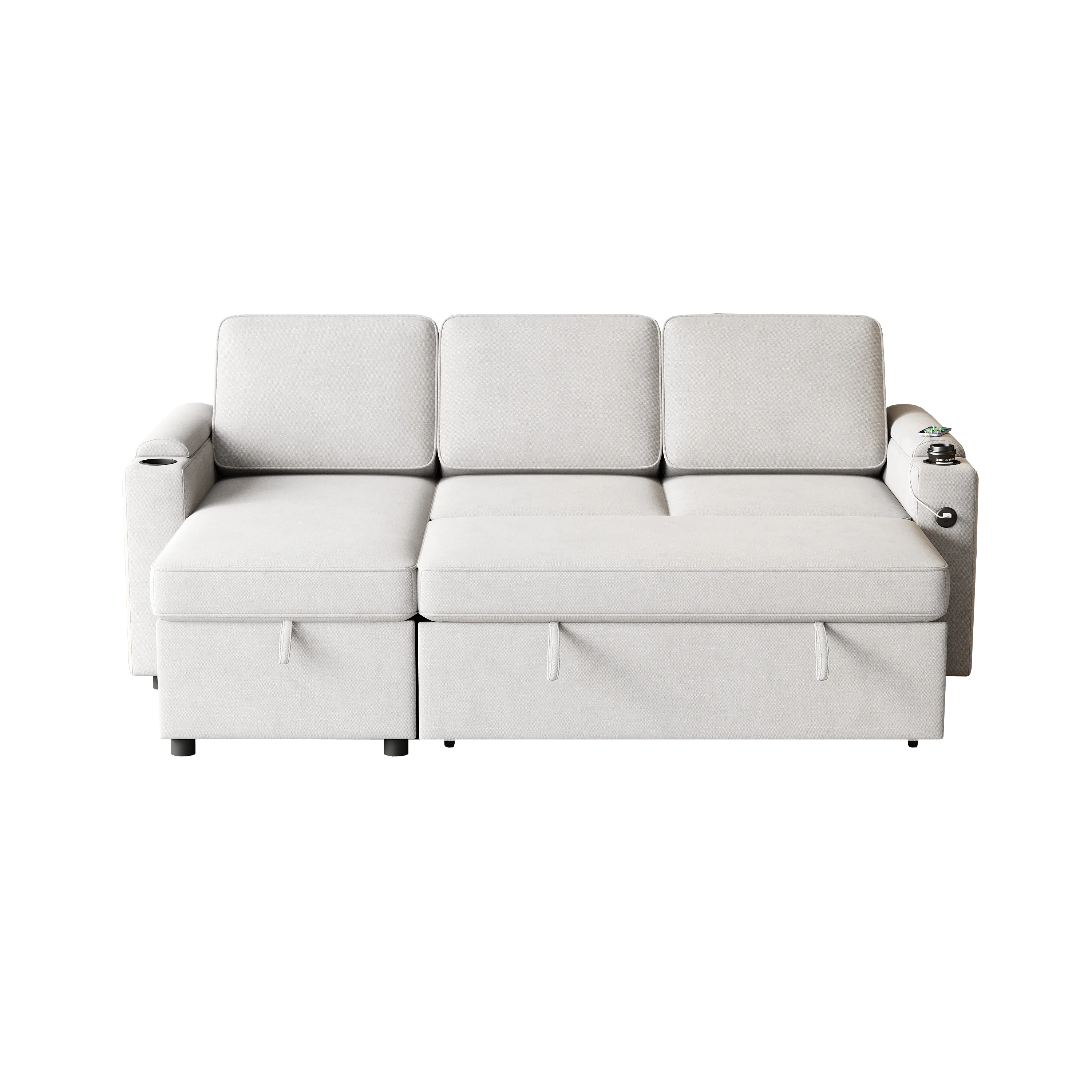 MH85.8" Sleeper Sofa, Sofa Bed - 2 in 1 Pull Out Sofa Bed with Storage Sofa, Sofa Sleeper with Pull Out Bed with Charging Port