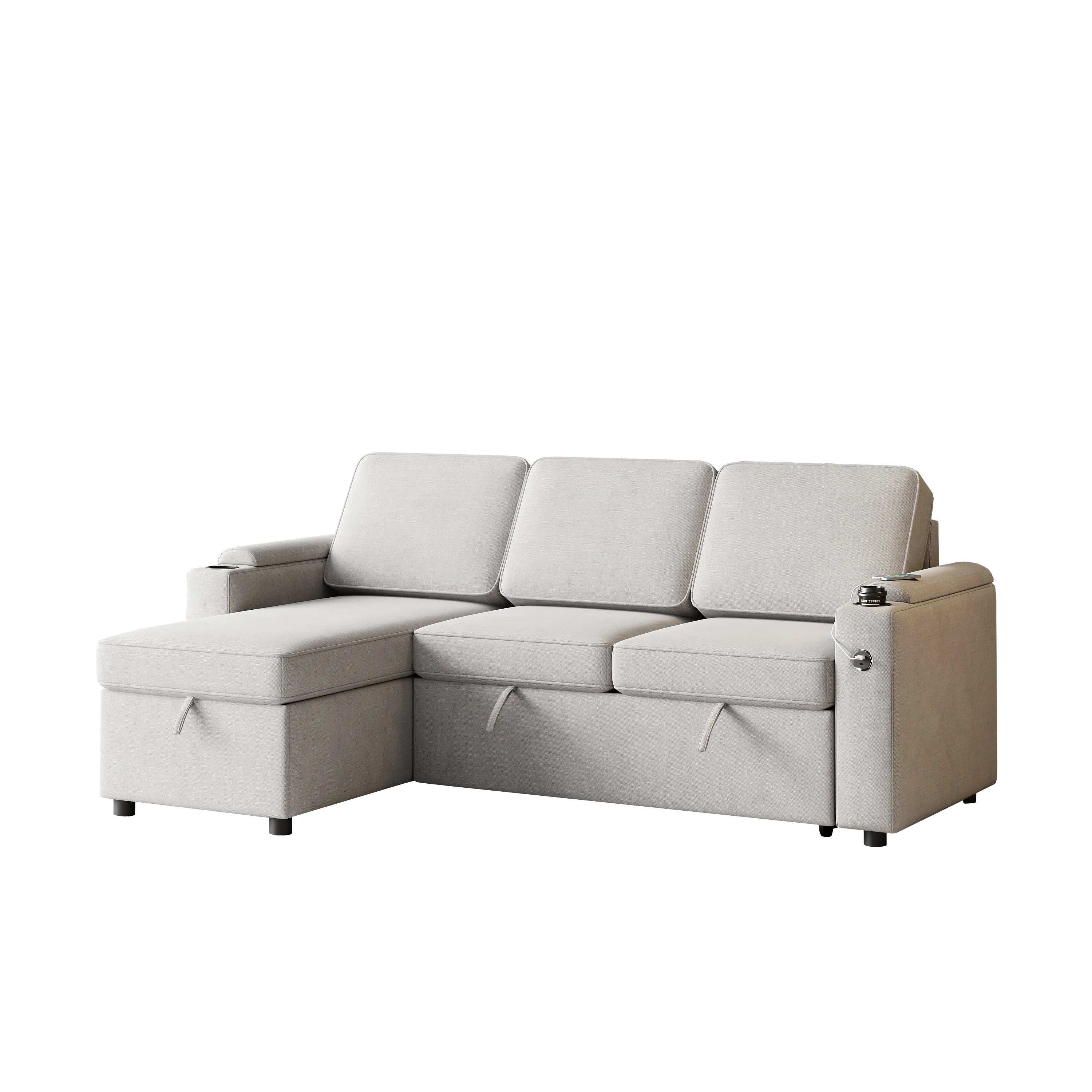 MH85.8" Sleeper Sofa, Sofa Bed - 2 in 1 Pull Out Sofa Bed with Storage Sofa, Sofa Sleeper with Pull Out Bed with Charging Port