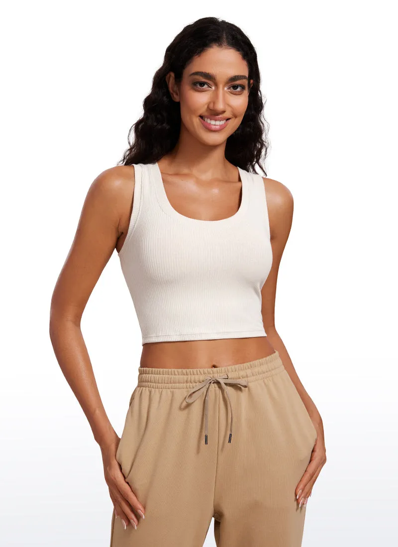 Ribbed Cropped Length Scoop Neck Tank