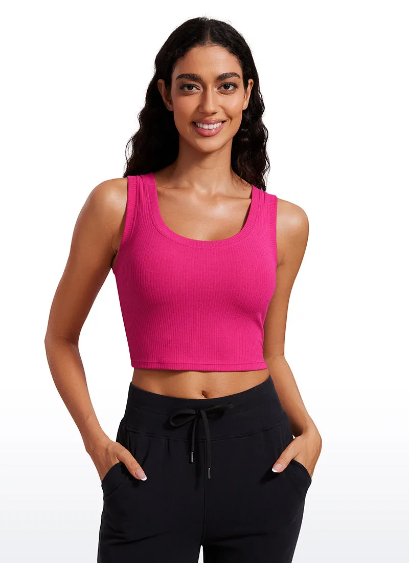 Ribbed Cropped Length Scoop Neck Tank