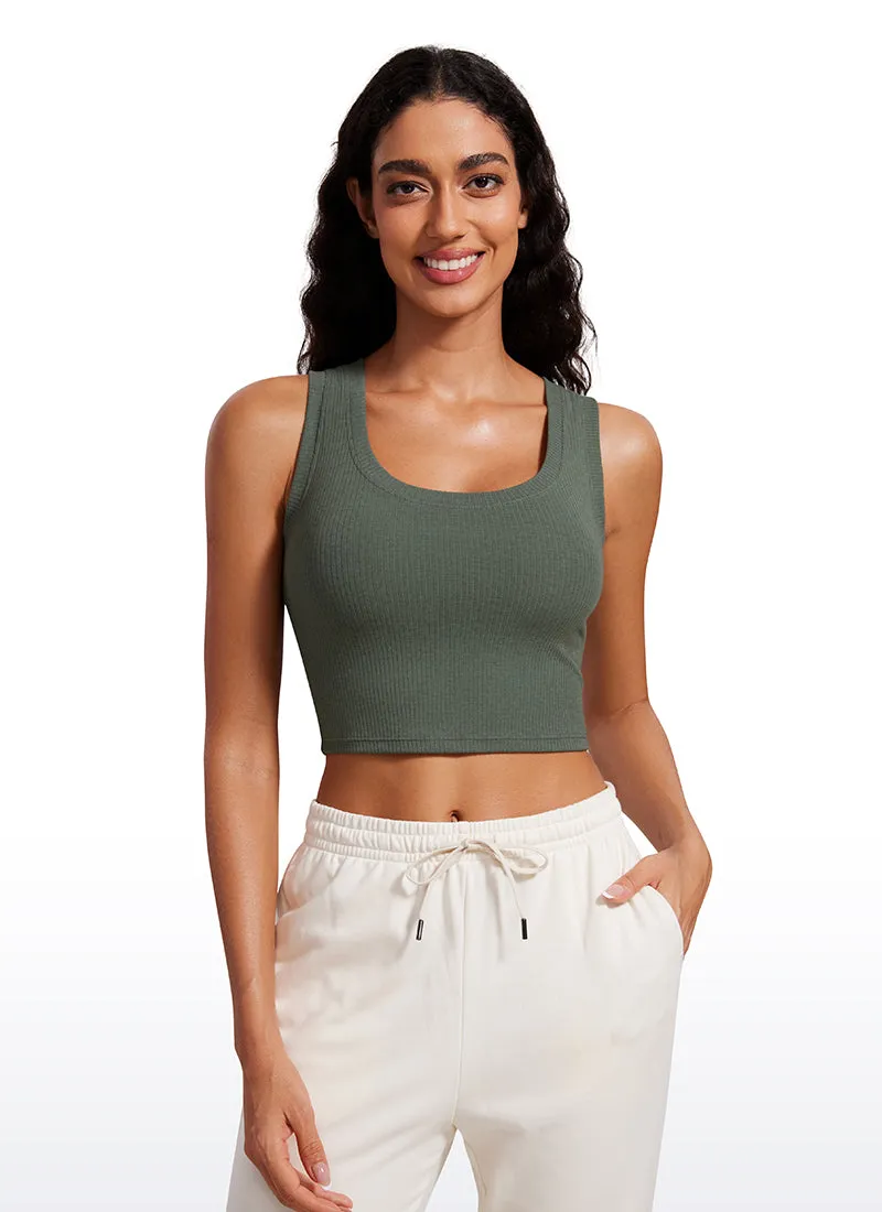 Ribbed Cropped Length Scoop Neck Tank