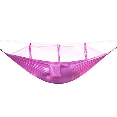 Single Perosn Nylon Fabric Netting Hammock with Mosquito Net - QOG.FD