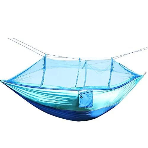 Single Perosn Nylon Fabric Netting Hammock with Mosquito Net - QOG.FD