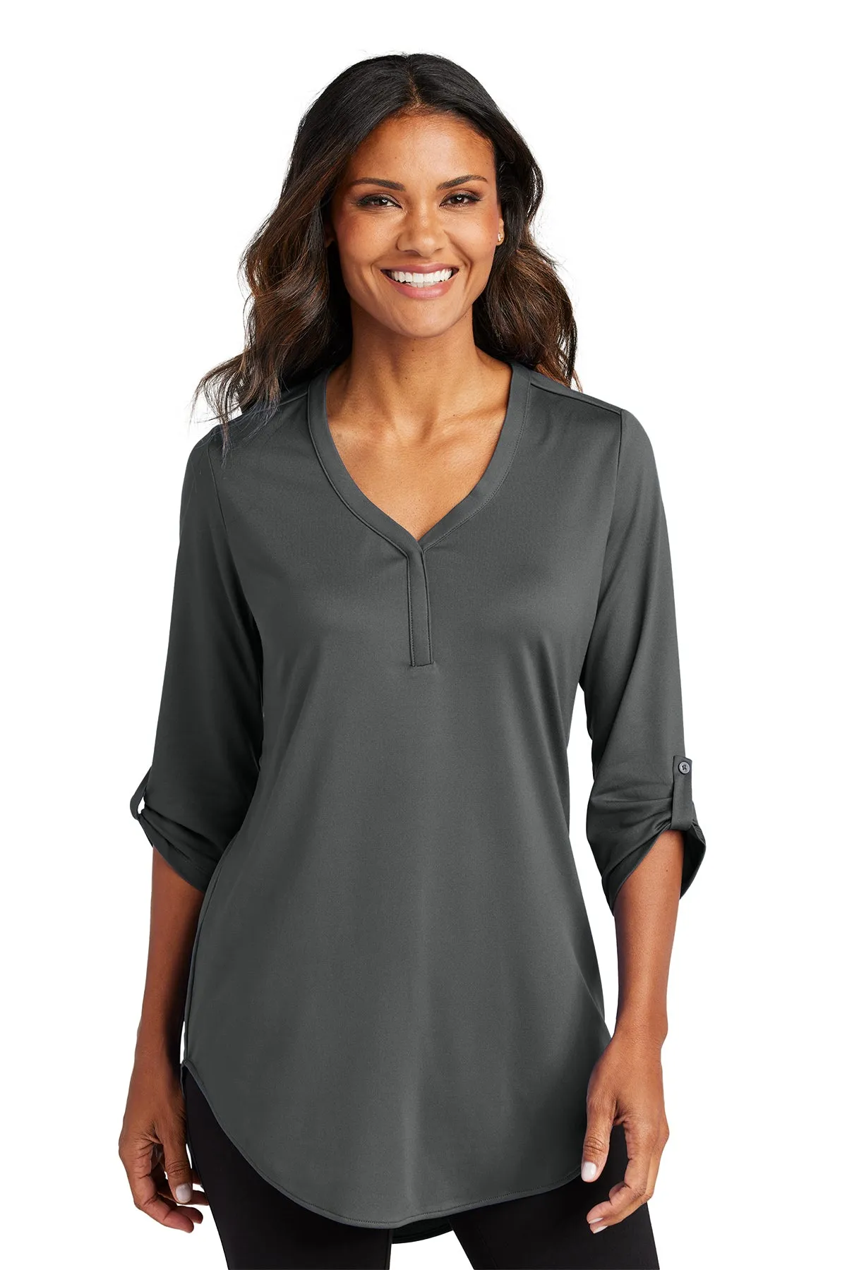 Thea City Stretch 3/4 Sleeve Tunic - Graphite (Ships in 1-2 Weeks)