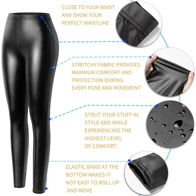 Trending Women's Sexy Faux Leather Leggings - Waterproof Sexy PU Leather Stretchy Push Up Pants (1U31)