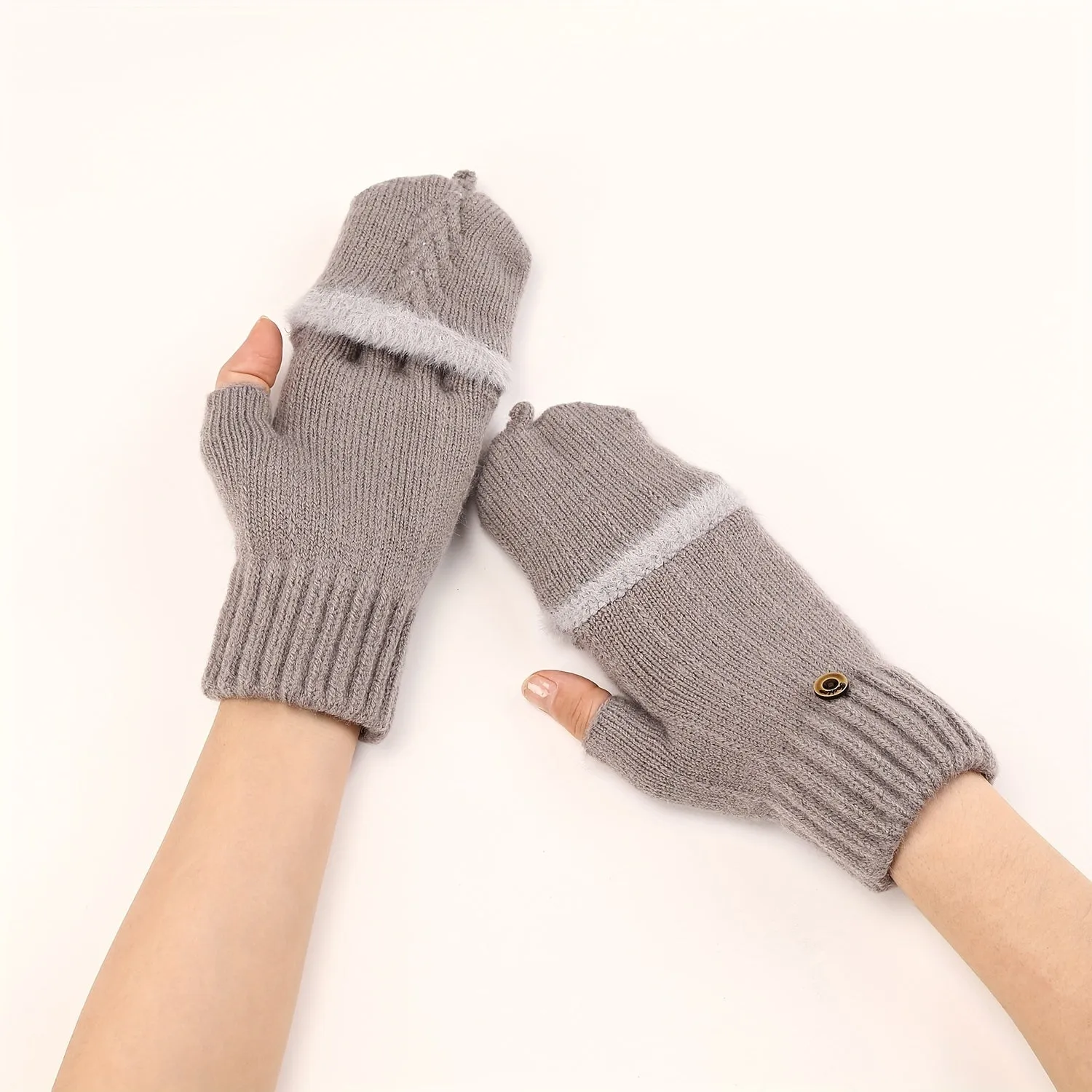 Winter Warmth Short Monochrome Half Finger Knit Gloves - Windproof, Coldproof, Stretchy, Casual, Warm, and Cozy for Women - Perfect for Autumn and Winter Outdoor Activities